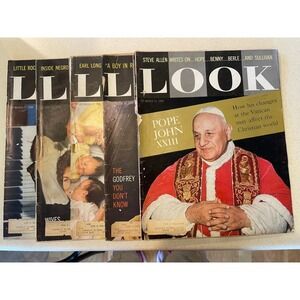 Vintage Look Magazine 1959 Lot of 5 Steve Allen Pope John XXIII Steve McQueen